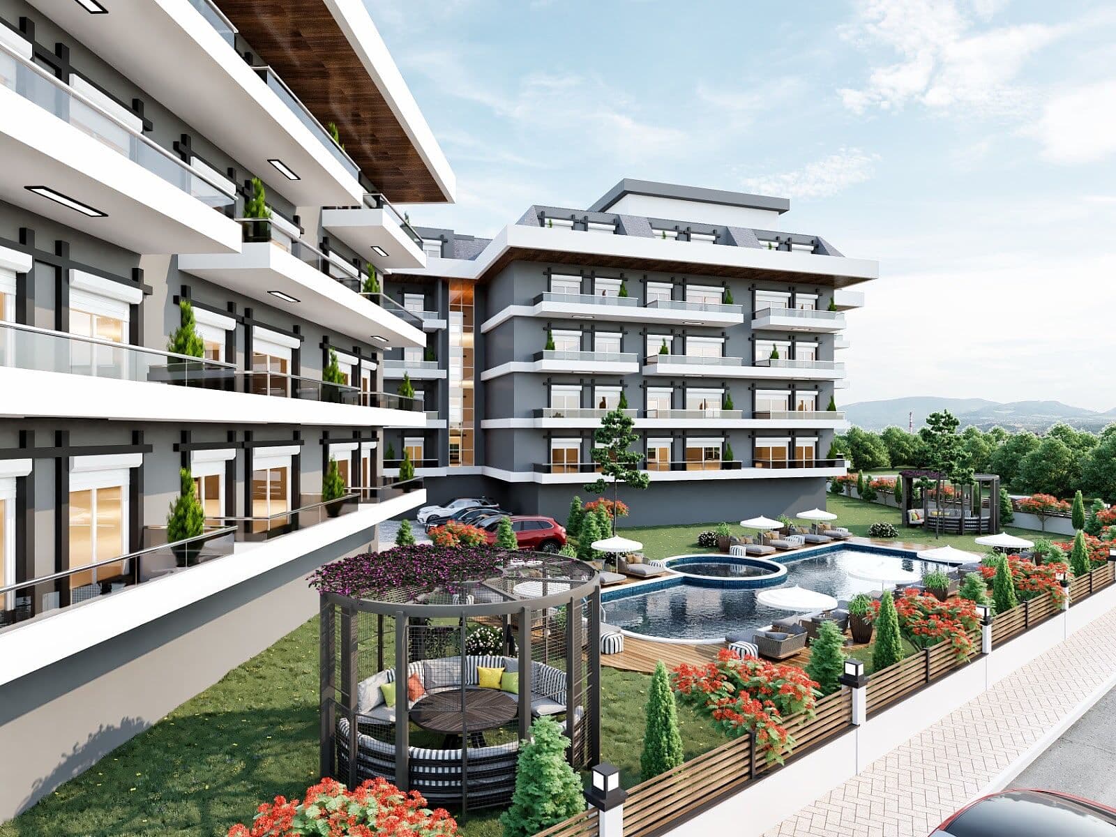 Priestranné apartmány s výhľadom na more na predaj v Alanyi, Payallar