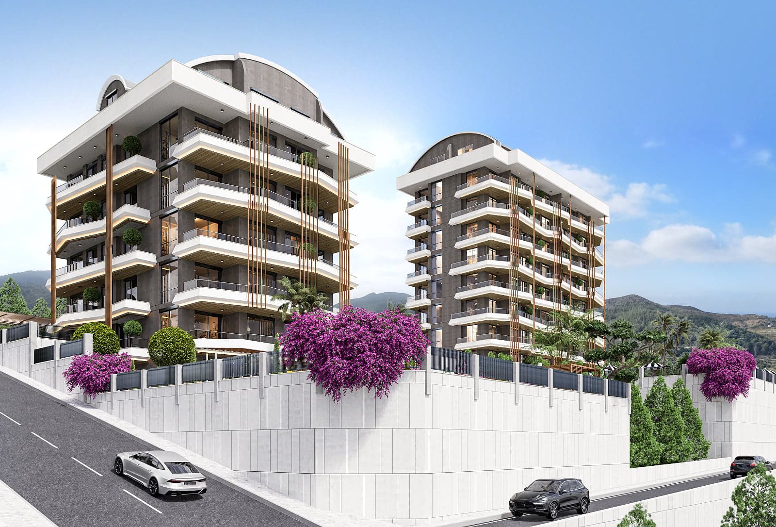 Štýlové apartmány v komplexe s bohatou občianskou vybavenosťou v Alanyi Demirtaş